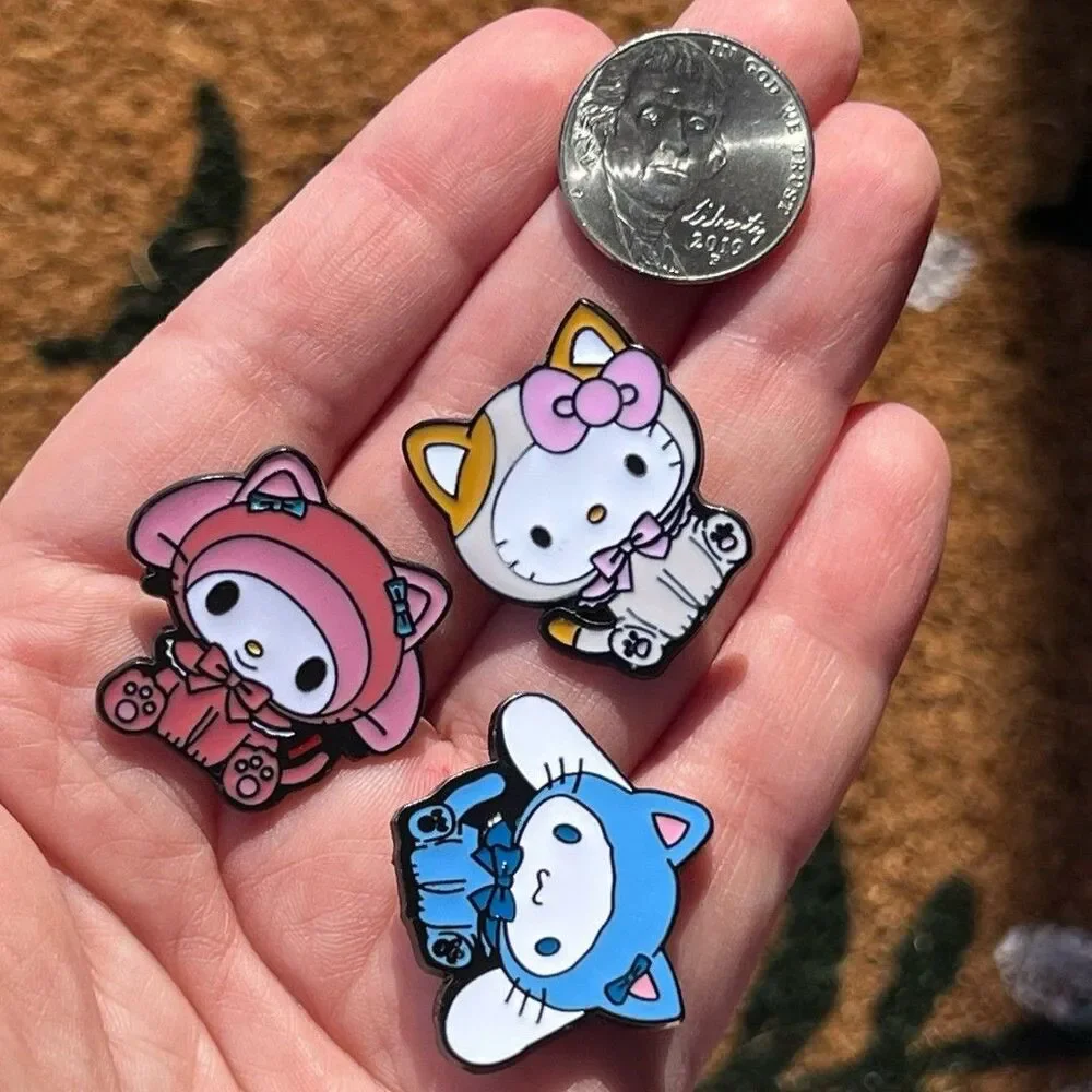 Set of 3 Sanrio Hello Kitty Cinnamoroll My Melody Kitty Costume Enamel Pins